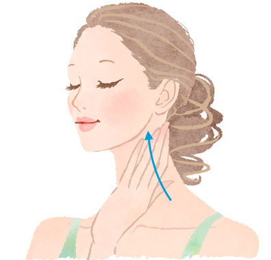 在脖颈上涂抹防晒霜的女性插图
